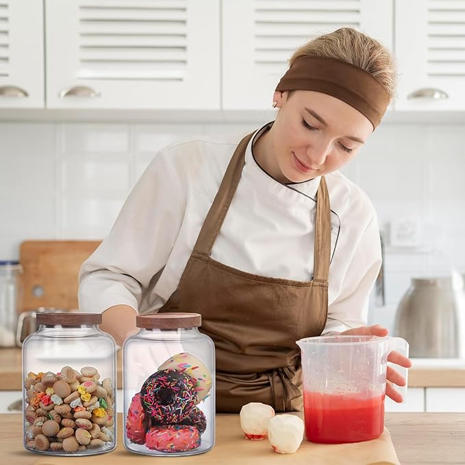 Glass Storage Jar with Lids Thicken Glass Coffee Canister Borosilicate Glass Food Containers for Spice Ground Nut Pasta Sugar Candy Tea (2000ml/67 oz-1 PACK（No spoons）)