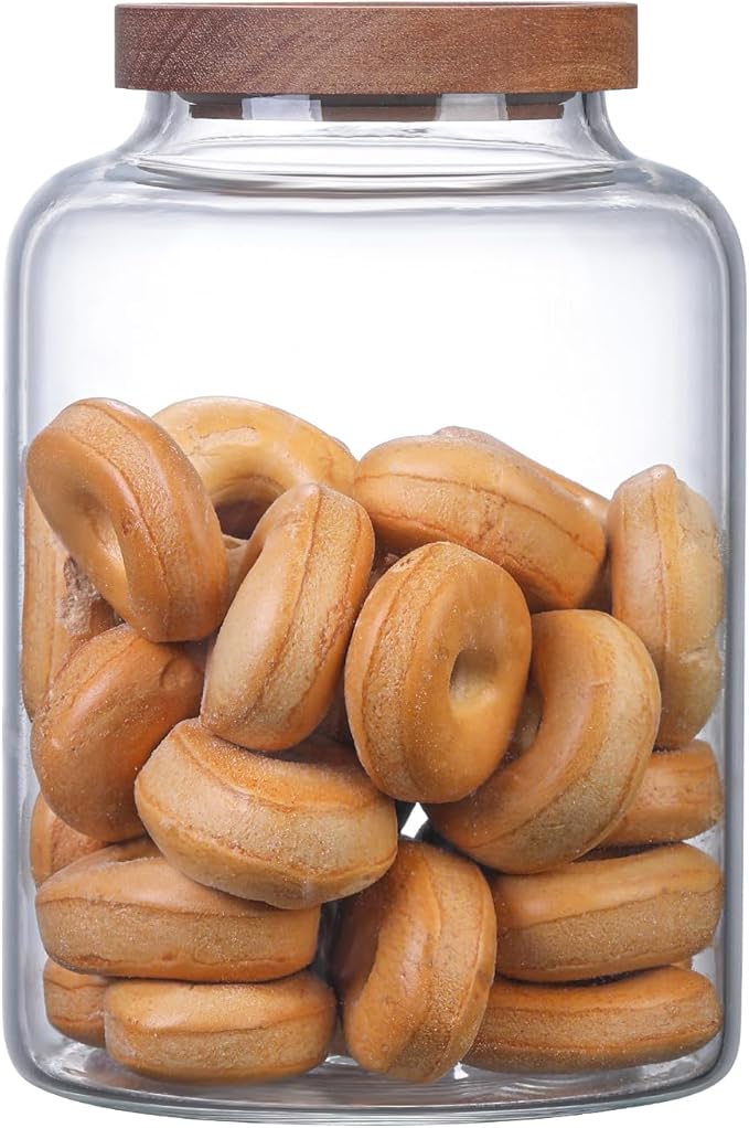 Glass Storage Jar with Lids Thicken Glass Coffee Canister Borosilicate Glass Food Containers for Spice Ground Nut Pasta Sugar Candy Tea (2000ml/67 oz-1 PACK（No spoons）)