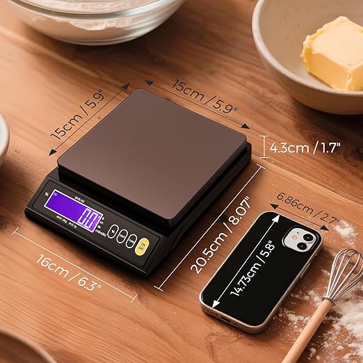 Bonvoisin Baking Scale 0.1 Gram Accuracy Digital Scale for Kitchen, Candle, Soap and Sourdough Bread Making, with Percentage Weighing Function, Weigh in Grams, Pounds and Ounces (10 lb)