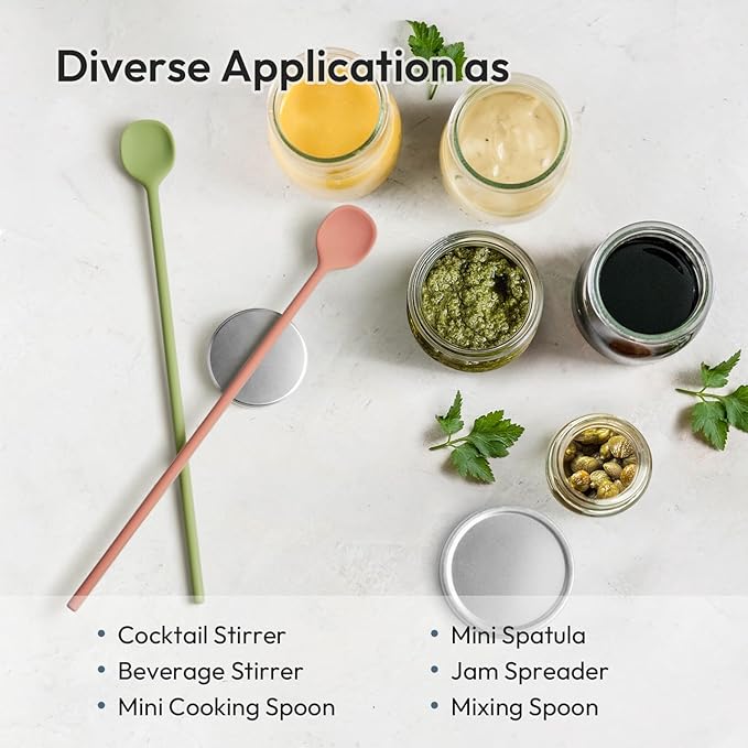 carrotez 9.9" Silicone coffee stirrer, Long Coffee Spoon, Reusable Iced Tea Spoon, Multipurpose Beverage Stirrier - Green