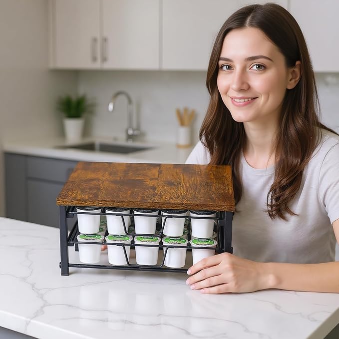 2 Tier Coffee Pod Drawer,60 Capacity Coffee Capsule Storage Organizer Holder For K Cups,Home Kitchen Counter Organizer