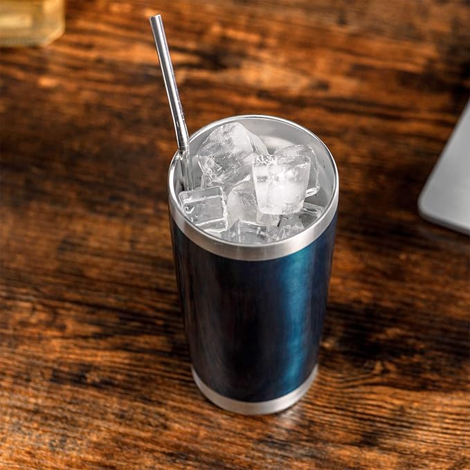 COMOOO 20oz Double Wall Vacuum Insulated Travel Mug, Stainless Steel Tumbler with Lid and Straw Durable Powder Coated Insulated Coffee Cup for Cold & Hot Drinks (Peacock blue, 4)