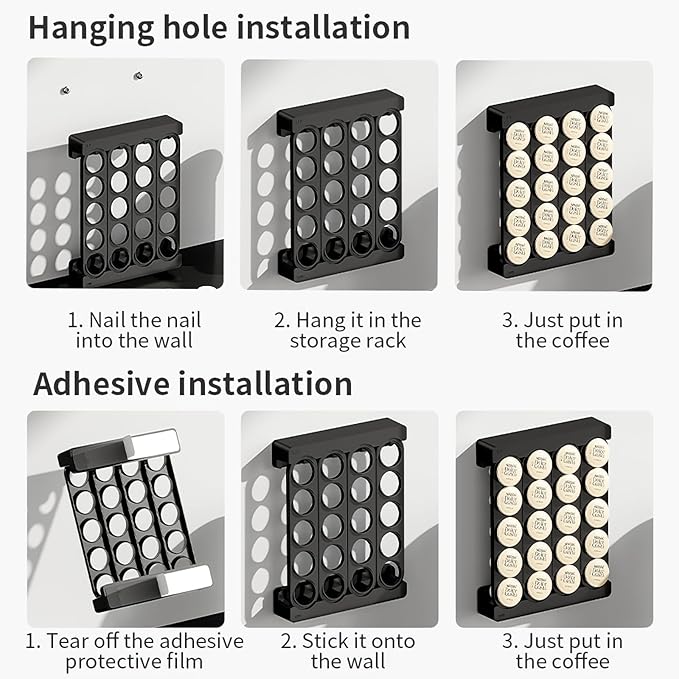 SAVORI Coffee Pod Storage Wall-Mounted Holder Organizer Compatible with 20 Keurig K-Cup Pods (White)