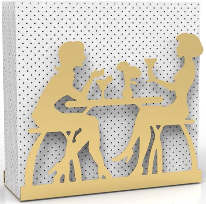Metal Napkin Holder for Home Kitchen Restaurant Picnic - Women Theme Tabletop Paper Organizer Upright Tissue Dispenser (Gold)