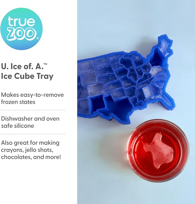 TrueZoo U Ice of A Silicone Ice Cube Tray, Makes 38 Cubes, Flexible Mold for Whiskey, Cocktails, Party Drinks Perfect for Game Night, Tailgate, Home Bar Accessories, Set of 1, Blue