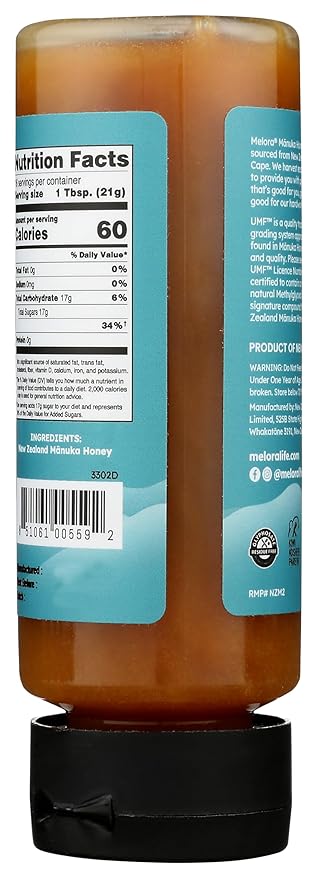 Melora Premium Raw Manuka Honey MGO 265+ (12 Oz) | Non-GMO, Gluten Free, Natural Prebiotic & Daily Wellness Support, From New Zealand, Traceable from Hive to Hand