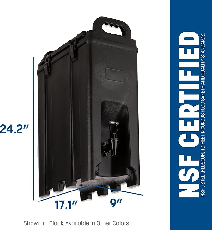 Carlisle FoodService Products Cateraide Insulated Beverage Dispenser with Handles for Catering, Events, Kitchens, and Restaurants, Plastic, 5 Gallons, Brown