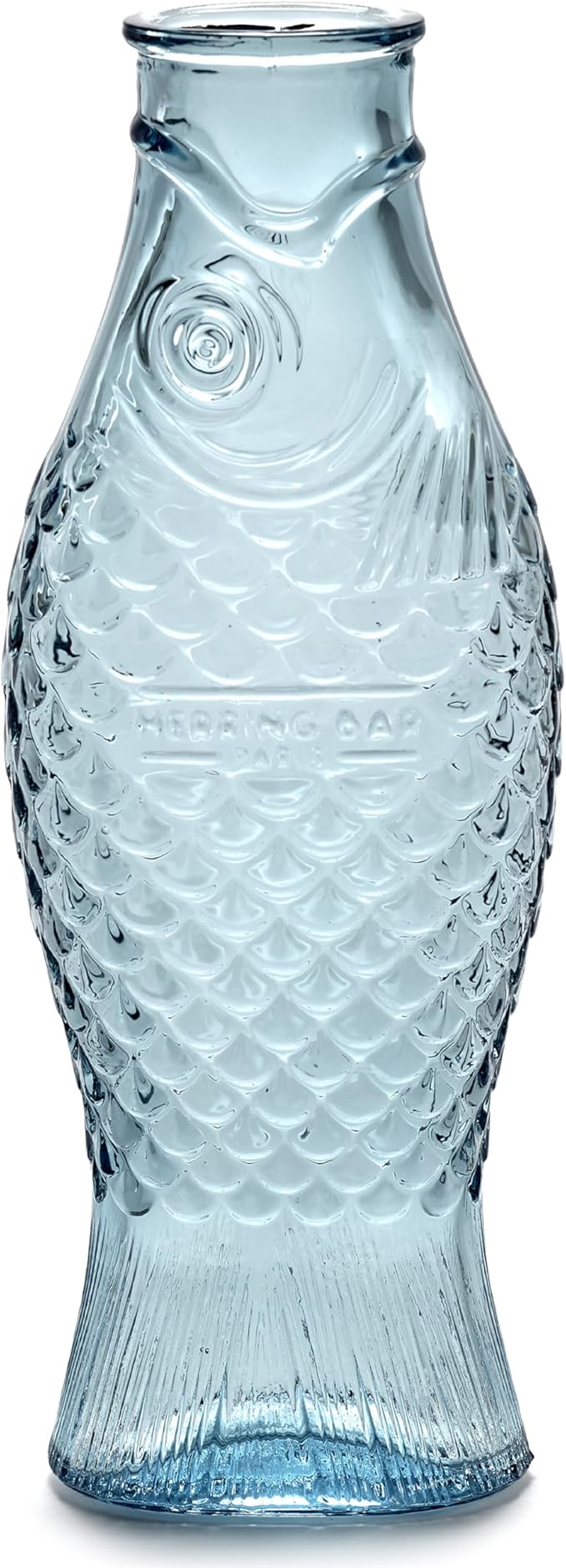 Serax Glass Water Pitcher | Fish & Fish glassware by Paola Navone | Wine Carafe Decanter 28.74 fl oz | Clear Light Blue Bottle Container, hot or cold Drinks | Beverage Dispenser | Suitable as Vase