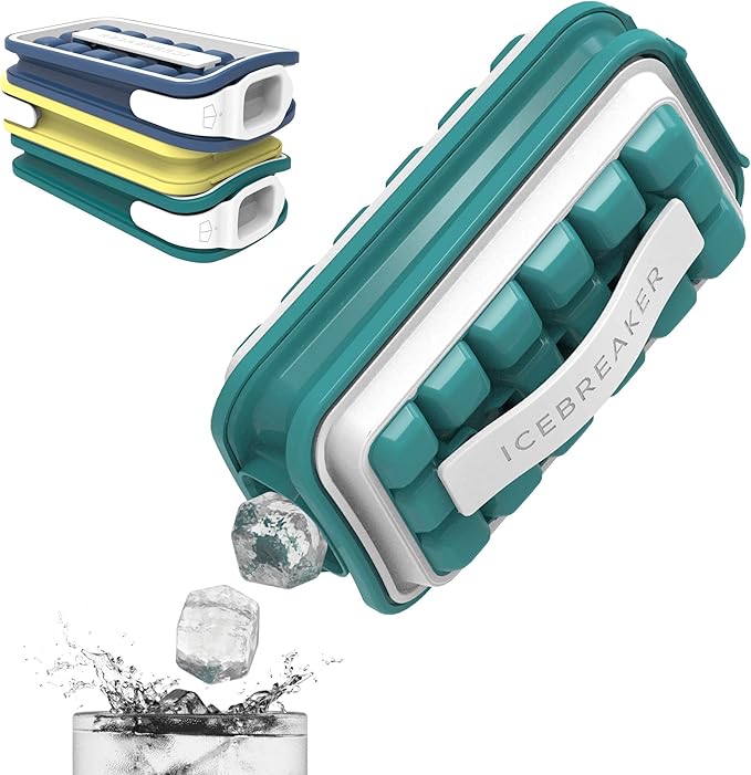 ICEBREAKER POP - 4 IN 1 - DISPENSER - MAKER - BIN - ICE PACK - Make And Serve Ice Without Ever Touching The Ice - The Sanitary Silicone Ice Tray for Freezer With Lid - Ice Cube
