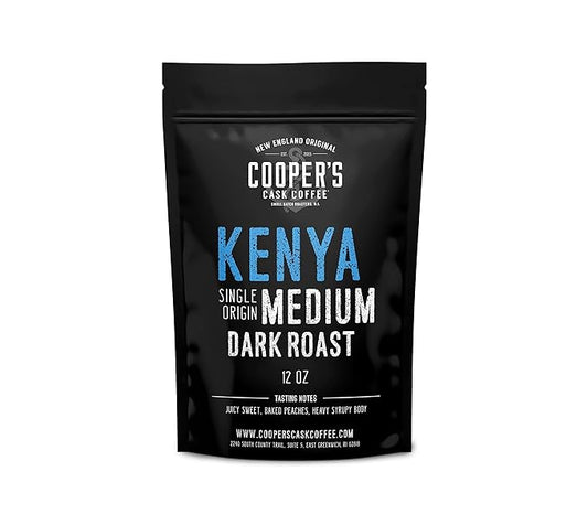 Kenya AA Medium-Dark Roast Coffee Beans, Single Origin Ground Coffee - 12 oz Bag