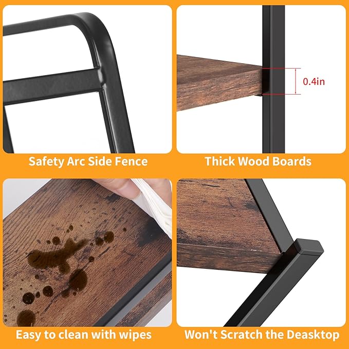 Coffee Syrup Organizer 3-Tier: Vintage Coffee Syrup Rack 12 Bottles Capacity, Free-Installation Coffee Station, Wine Rack for Countertop, Tiered Spice Racks for Cabinet, Bottle Display Shelf