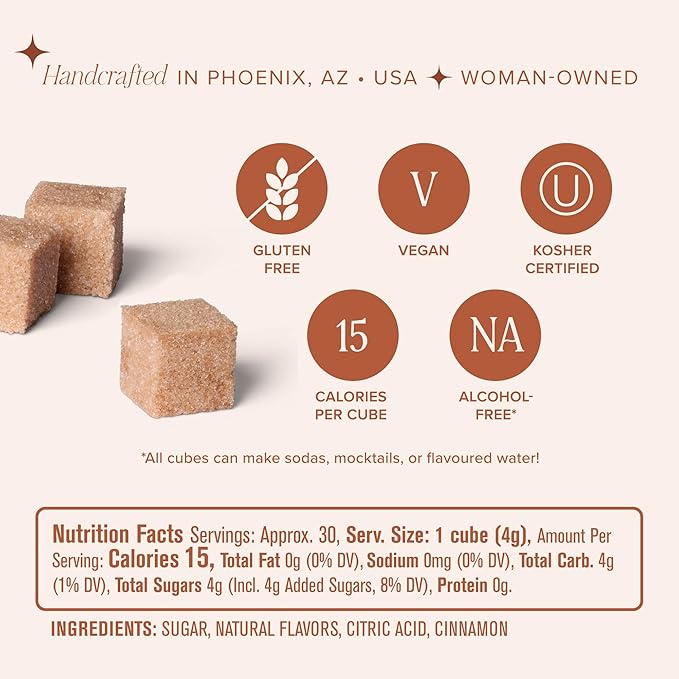 Cinnamon Hazelnut Infused Flavored Sugar Cubes by Teaspressa - Barista Quality Cafe Sugar Cubes, Delicious Cinnamon Hazelnut Flavor - Kosher - Gluten-Free - Barista Quality Cafe Experience - No Mess - Makes 30 drinks - Great Gifting, Hosting & Travel