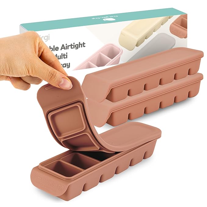 Silicone Ice Cube Freezer Tray with Lid, 100% Food-Grade Platinum Silicone,Leak Resistance & Dishwasher Safe for Baby Food Prep,Breast Milk,Purees, Korean Made (Indie Pink 2-Pack 1 oz/6 ct)