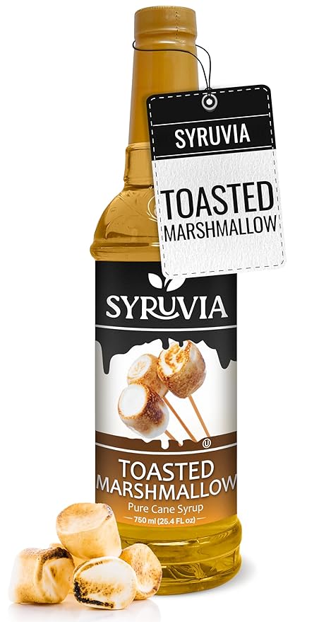 Syruvia Coffee Syrup, Toasted Marshmallow Flavored Syrup for Drinks, Lattes, and Desserts – 25.4 fl oz