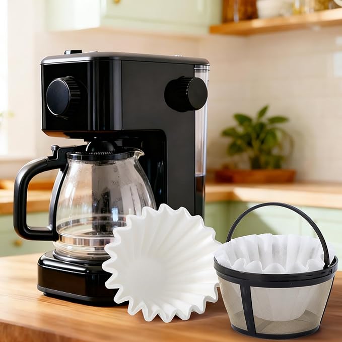 Segarty 150 Pack 1-4 Cup Coffee Filters Disposable, 7.2in Paper Basket Coffee Filter Bar Accessories for Pour Over Maker, White Paper Coffee Liners for Brewer Dripper Machine for Home Cafeteria Office