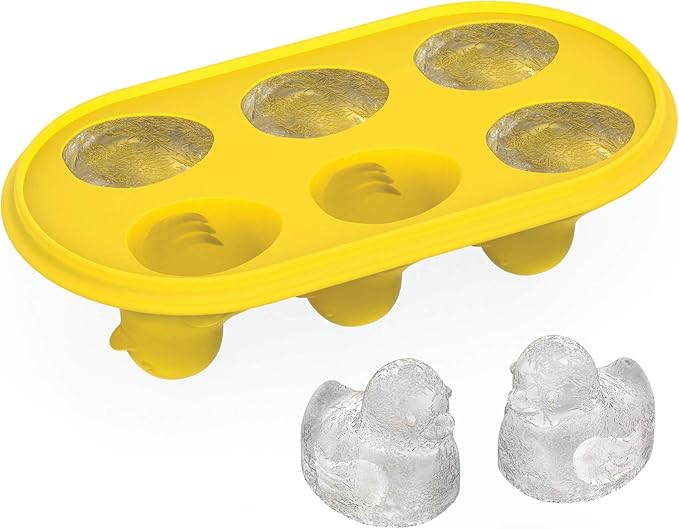 TrueZoo Quack the Ice Duck Ice Cube Tray, Easy Release Silicone Mold for Whiskey, Cocktails, Iced Tea, Jello Shots, Chocolates, Frozen Treats, Novelty Kitchen & Home Bar Gifts, Set of 1, Yellow