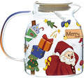 JIDOC 1100ml/37.68oz Christmas Glass Pitcher with Lid,Iced Tea Pitcher Carafe for Coffee, Juice, Lemonade and Milk
