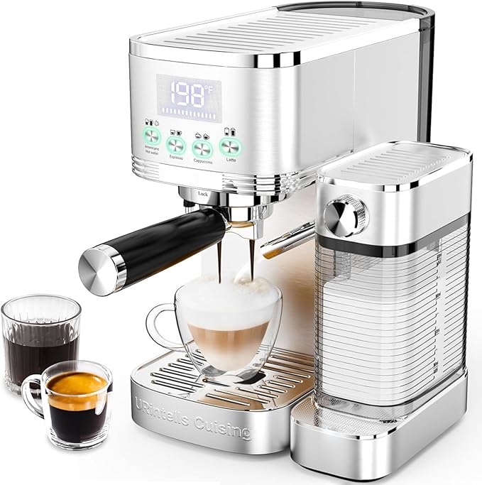 Espresso Machine 20 Bar Temperature Control LED Display Expresso Machine for Home with Automatic Milk Frother for Cappuccino Latte