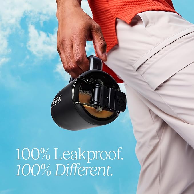 BrüMate Müv - 15oz 100% Leak Proof Insulated Coffee Mug with Handle & Lid - Stainless Steel Coffee Travel Mug - Double Walled Coffee Cup (Zebra)