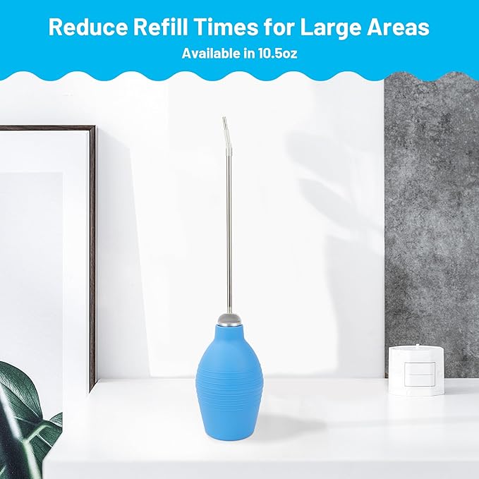 Diatomaceous Earth Powder Duster, Garden Bulb Duster Applicator, Puffer Dispenser Spreader with Long Metal Tube, Spray Bottle for Organic Gardening Agricultural Supply, Blue