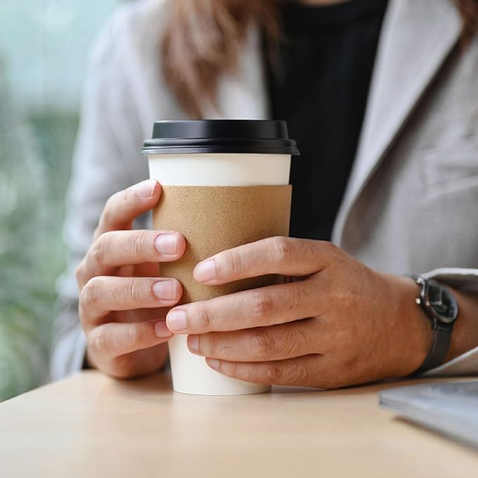 [850 COUNT]Harvest Pack Coffee Sleeves, Disposable Corrugated Brown Kraft Durable Paper Cup Sleeves, Fits 12/16/20/24 oz Cups, Recyclable Cup Sleeve Holder, Hand Protector for Coffee, Tea or Hot Drink