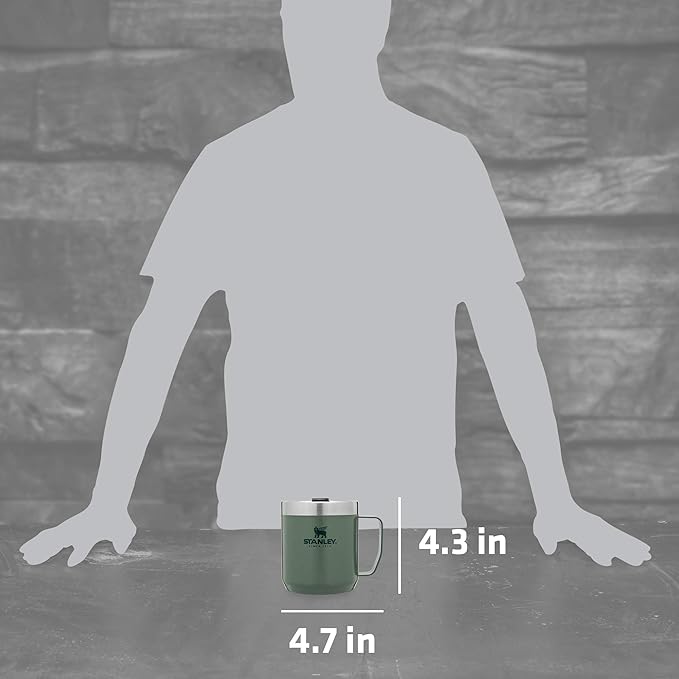 Stanley Stay-Hot Camp Mug 12 oz & 24 oz | Press Fit Drink Through Lid | Cup for Coffee, Tea and Drinks | Insulated Stainless Steel Coffee Mug | BPA-Free