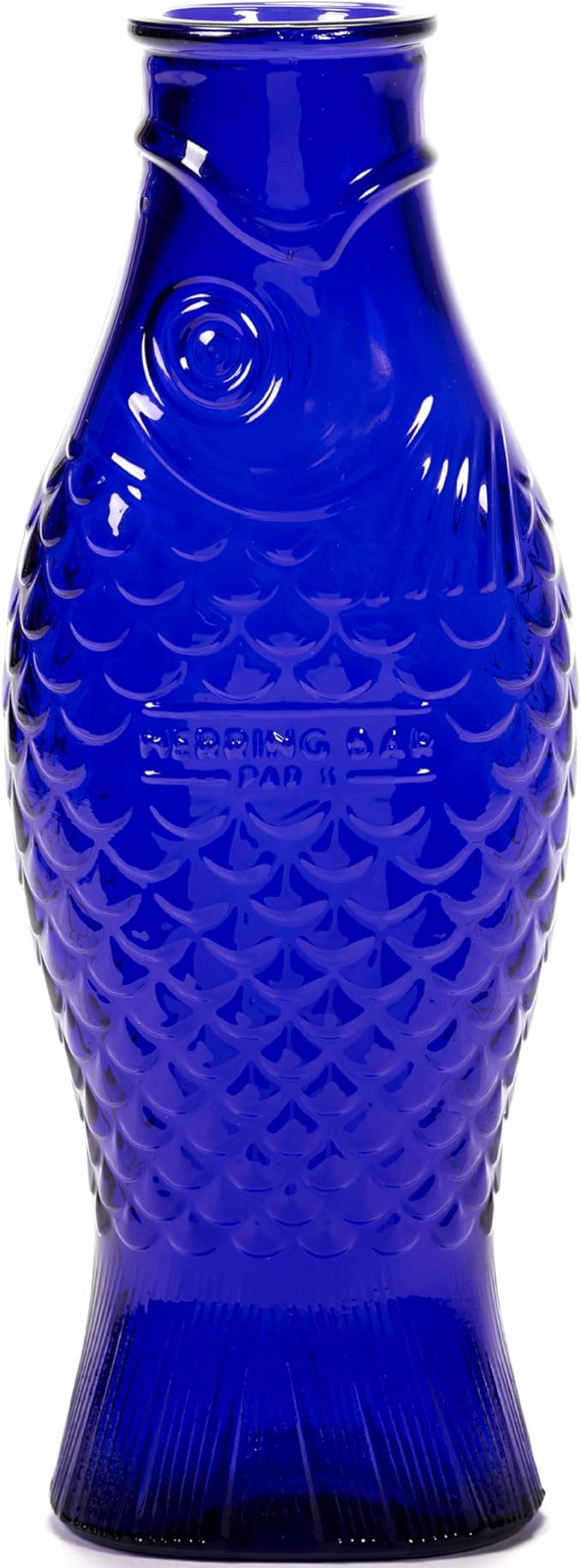 Serax Glass Water Pitcher | Fish & Fish glassware by Paola Navone | Wine Carafe Decanter 28.74 fl oz | Clear Dark Blue Bottle Container, hot & cold Drinks | Fridge Beverage Dispenser, Suitable as Vase