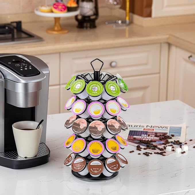 Rice rat K-Cup Storage Coffee Capsules Pod Holder Carousel Capsule Display Storage for k-cup（45 pods-5 tiers）