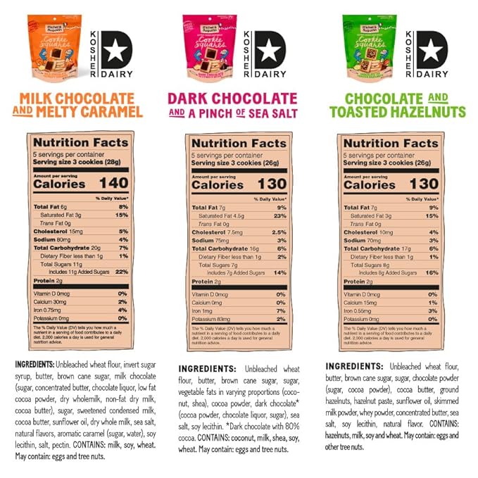 Michel et Augustin Cookies, Individually Wrapped Snacks, Gourmet Milk Chocolate & Hazelnut Shortbread, 15 French Butter Cookies