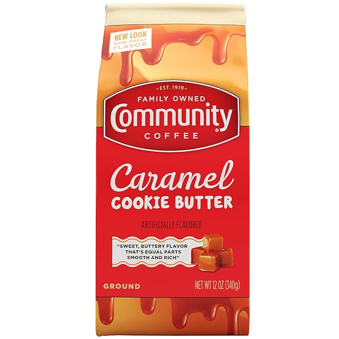 Community Coffee Caramel Cookie Butter Flavored 12 Ounces, Medium Roast Ground Coffee, 12 Ounce Bag (Pack of 1)