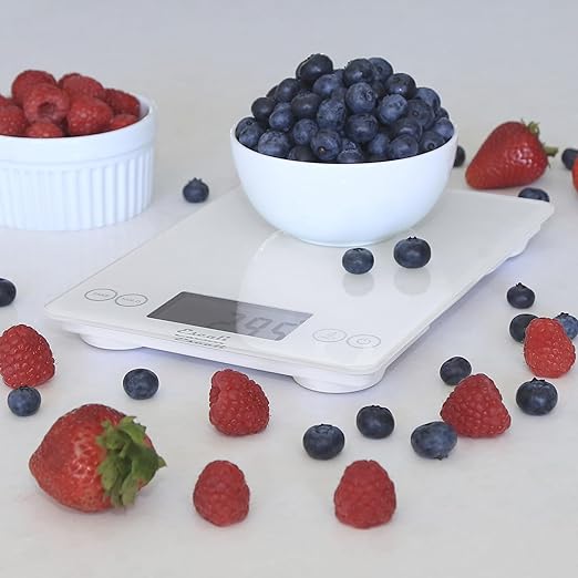 Escali Arti Digital Food Scale, Multi-Functional Kitchen Appliance, Precise Weight Measuring and Portion Control, Baking and Cooking Made Simple, Tempered Glass, Frost White