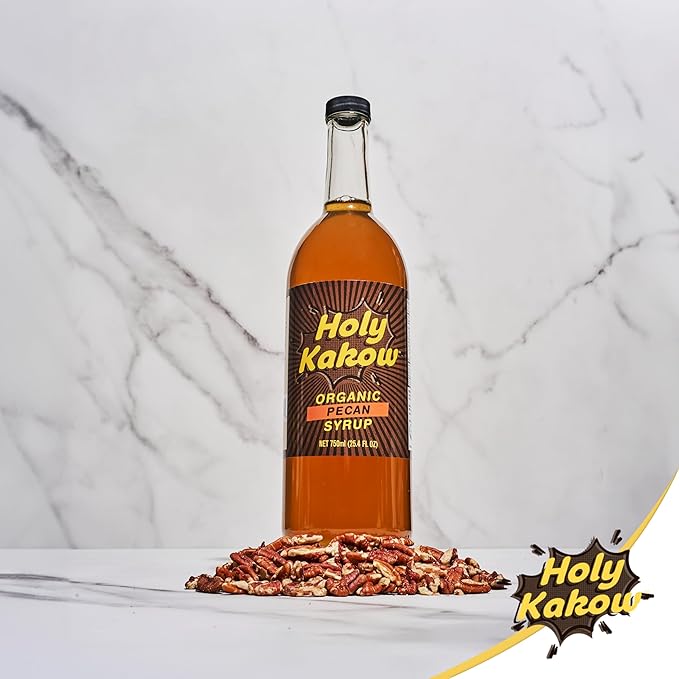 Holy Kakow Cafe Organic Pecan Syrup - Pecan Syrup, Coffee Syrup, Organic Syrup for Coffee, Pecan Syrup for Coffee, Add to Latte, Cocktail and Shake, Real Food Ingredients, Specific Flavor - 750ml
