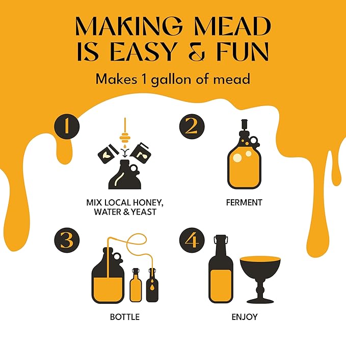Craft A Brew - Mead Maker’s Choice - Butterfly Effect Mead Recipe Kit - Ingredients & Instructions for Mead Fermentation & Backsweetening – With Orange Blossom Honey - Makes 1 Gallon Still Mead