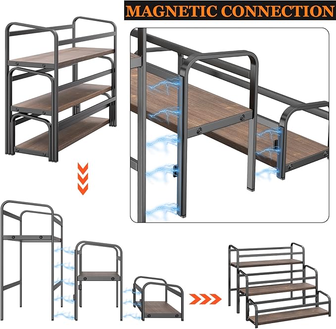 Coffee Syrup Organizer 3-Tier: Vintage Coffee Syrup Rack 12 Bottles Capacity, Free-Installation Coffee Station, Wine Rack for Countertop, Tiered Spice Racks for Cabinet, Bottle Display Shelf
