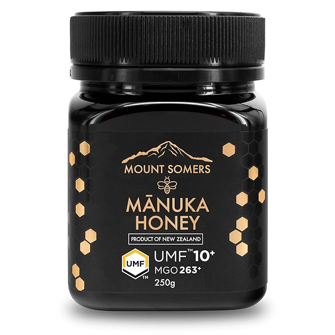 Mount Somers Premium Manuka Honey MGO 263+ / UMF 10+ - 100% Pure Non GMO New Zealand Manuka Honey - Genuine Natural Superfood - UMF Certified & Traceable - 8.8oz