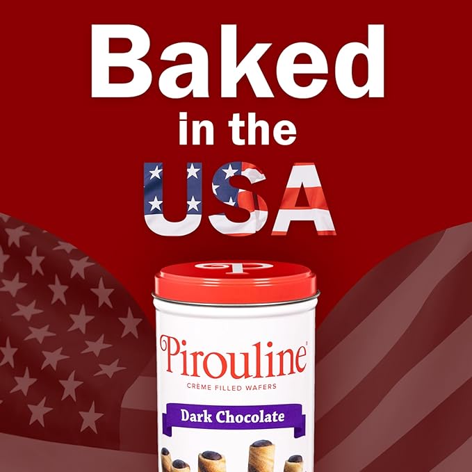 Pirouline Rolled Wafers – Dark Chocolate – Rolled Wafer Sticks, Crème Filled Wafers, Rolled Cookies for Coffee, Tea, Ice Cream, Snacks, Parties, Gifts, and More – 14.1oz Tin 6 Pack