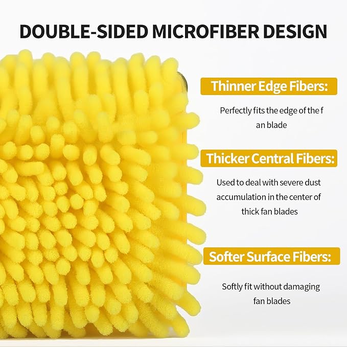High Ceiling Fan Cleaner Duster for Fans Blades Cleaner with 78.7in Extension Pole Extra Long Handle Cleaning Tool，Reusable Chenille & Microfiber Mop Head for Baseboard Wall Floor Window Glass Wiper