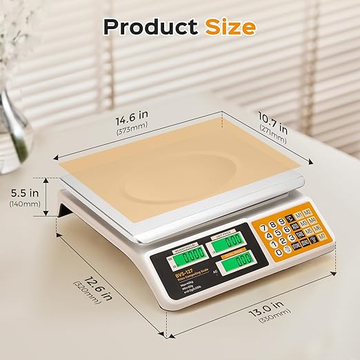Bonvoisin Price Computing Scale 88lb/ 40kg, Commercial Food Weighing Scale 2g Division, Rechargeable Produce Deli Scale with Stainless Steel Plate for Farmer's Markets, Retail Outlets, Butcher Shops