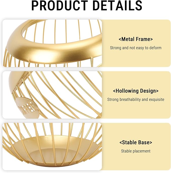 Coffee Pod Holder, Large Capacity Coffee Pod Organizer Iron Wire Basket Kcup Holder for Counter Home Kitchen Party Wedding Bar (Gold)