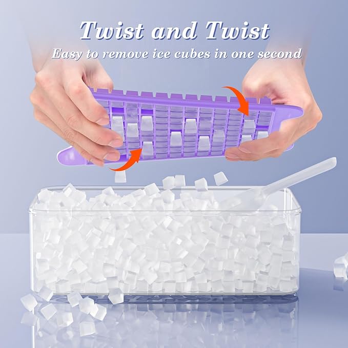 Mini Ice Cube Tray for Freezer: GGUW Nugget Ice Cube Tray with Bin - Crushed Ice Tray Making 4×108 PCS Icecube - Easy Release Iced Maker Trays