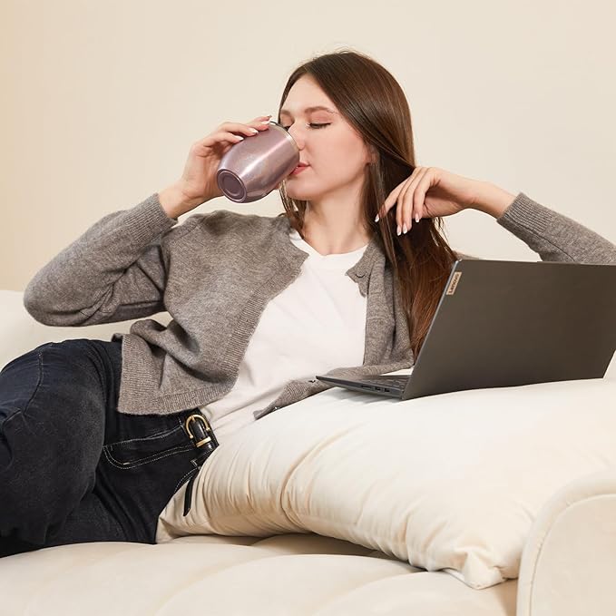 MEWAY 12oz/16 Pack Wine Tumbler Glasses with Lid - Stemless Double Wall Vacuum Stainless Steel Glitter Tumbler - Keeping Cold & Hot Cup for Coffee,Gift for Women(Rainbow Rose Gold,Set of 16)