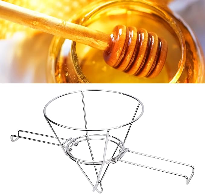 Sanpyl Deep Fryer Oil Filter Stand, 9.3 In Stainless Steel Fryer Oil Cone Filter Holder Rack, Detachable Foldable, for Kitchen