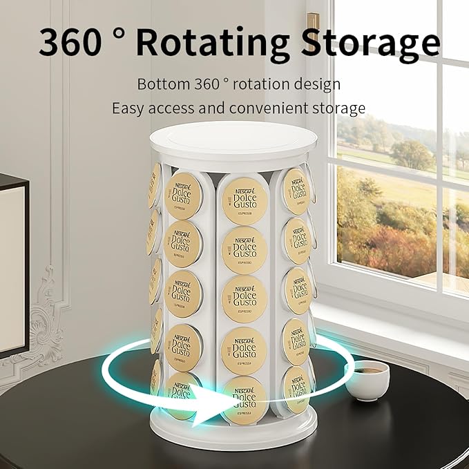 SAVORI Coffee Pod Storage Carousel Holder Organizer Compatible with 40 Keurig K-Cup Pods (White)