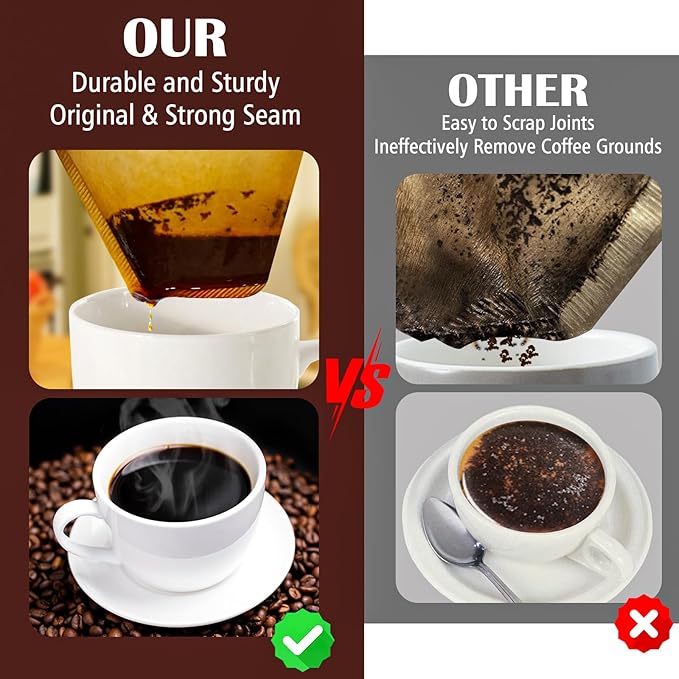 200 Count #4 Cone Coffee Filters 8-12 Cup, Natural Coffee Filters 4 Cone Paper fits for Pour Over and Drip Coffee Maker, Unbleached, Chlorine Free