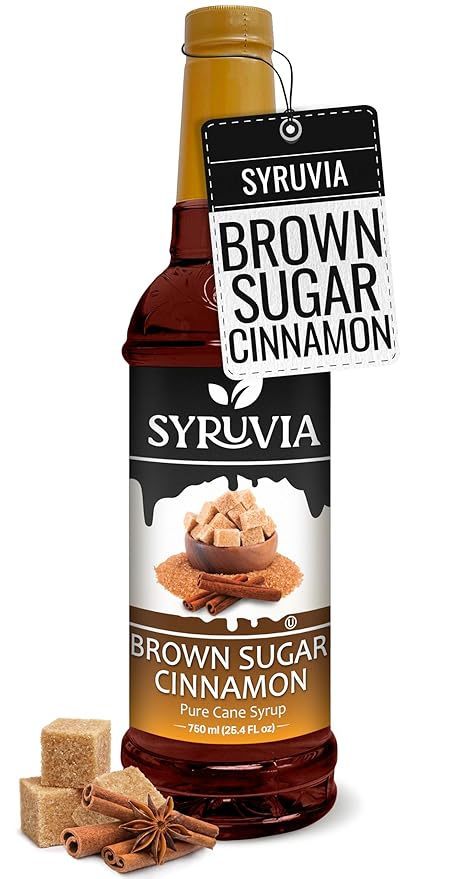 Syruvia Coffee Syrup, Brown Sugar Cinnamon Flavored Syrup for Drinks, Lattes, and Desserts – 25.4 fl oz