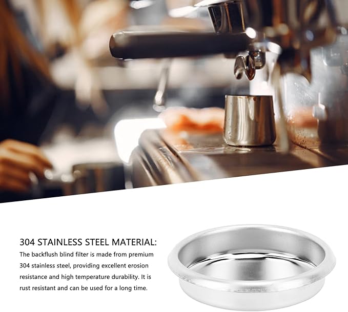 Backflush Inser, 58 mm Blind Filter, 304 Stainless Steel 58mm Backflush Insert, 2.28in Back Flush Blind Filter Basket, Backflush Filter Espresso for Espresso Machines, 1Pcs