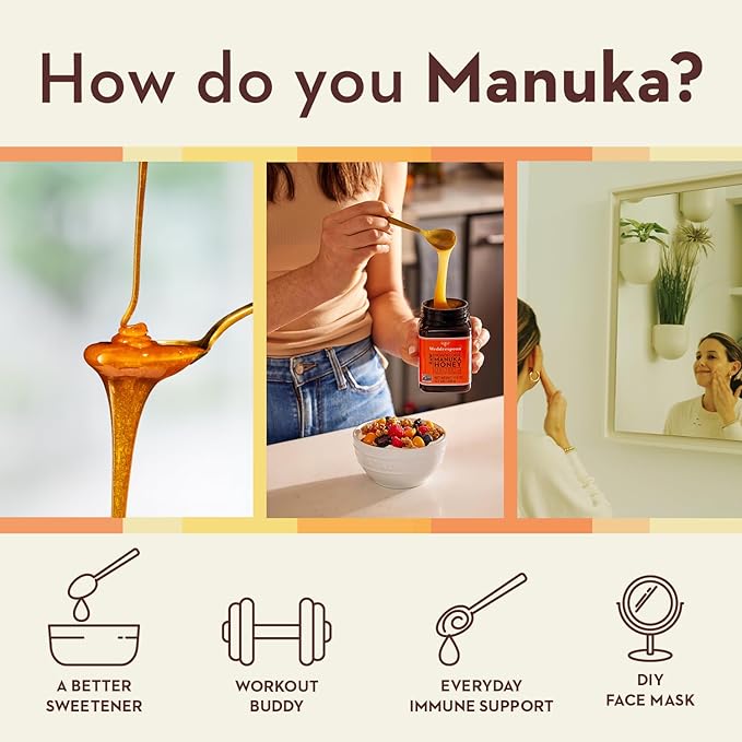 Wedderspoon Raw Premium Manuka Honey, 400+ MGO, 8.8 Oz, Unpasteurized New Zealand Honey, From Our Hives to Your Home