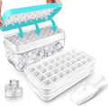 Ice Cube Trays for Freezer With Bin, Scoop, and Press Plate - 2 Tiers, Lid Included