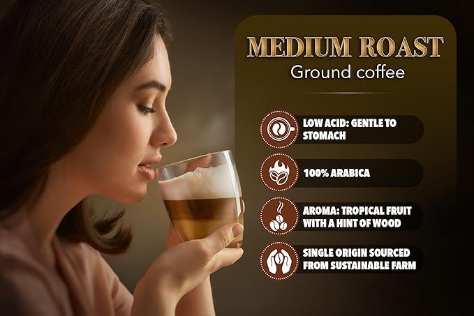 TARMO - REAL BREW | Low Acid 100% ARABICA Ground Coffee | Specialty Vietnamese Coffee | Single Origin Medium Roast | Coffee Ground 12 Oz Bag