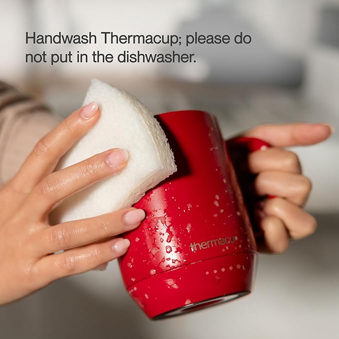 Premium Heated Coffee Mug with 5 Temperature Settings, Industry-Leading Smart Electric Cup, Up to 8-Hour Battery, 12oz with Lid (14oz Total Capacity), Cherry Red